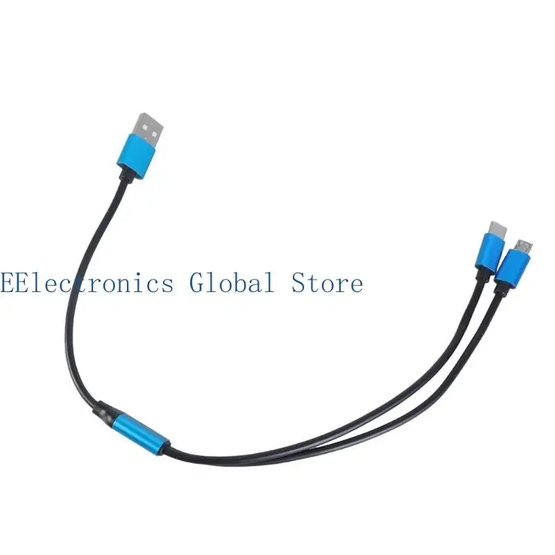 462B USB to Type C + MicroUSB Connectors Data Sync Fast Charging Cord for Cellphone
