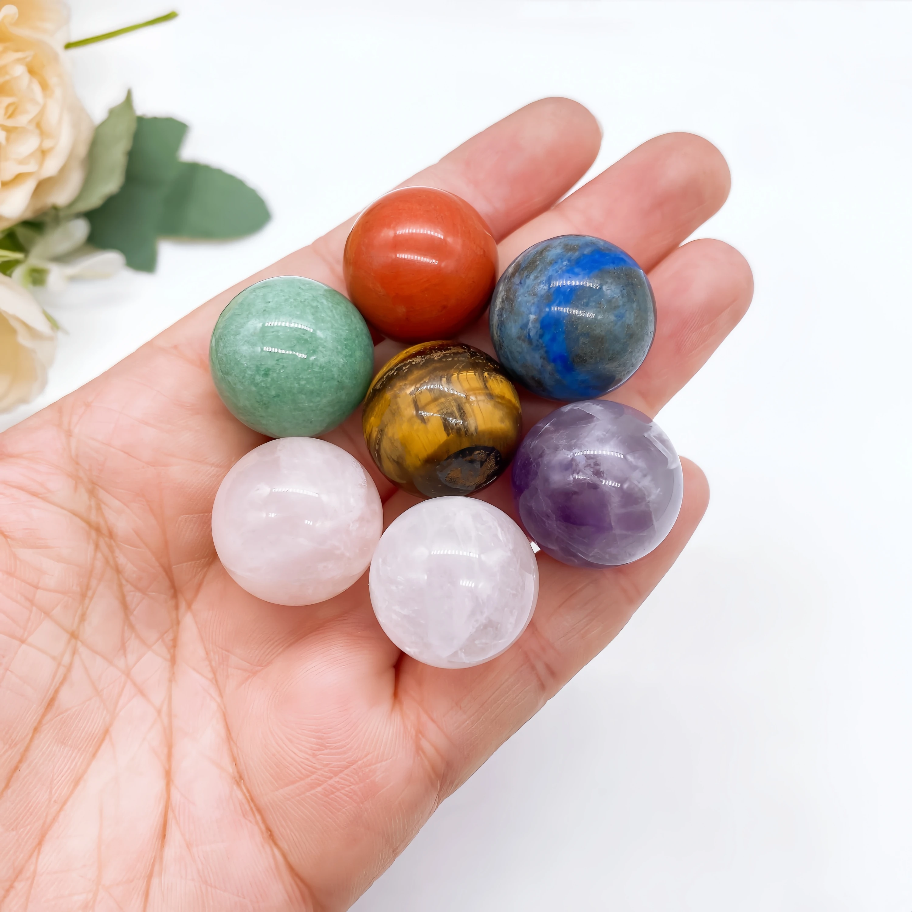 

7pc/bag Natural Chakra Amethyst Sphere Circular Polished Crystal Quartz Ball Healing Energy Gravel Aquarium Home Decoration Gift
