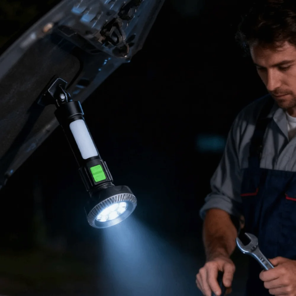 Potente linterna LED de luz principal de 11 modos, linterna LED de diseño compacto portátil, resistente al agua, duradera, recargable por USB, de emergencia