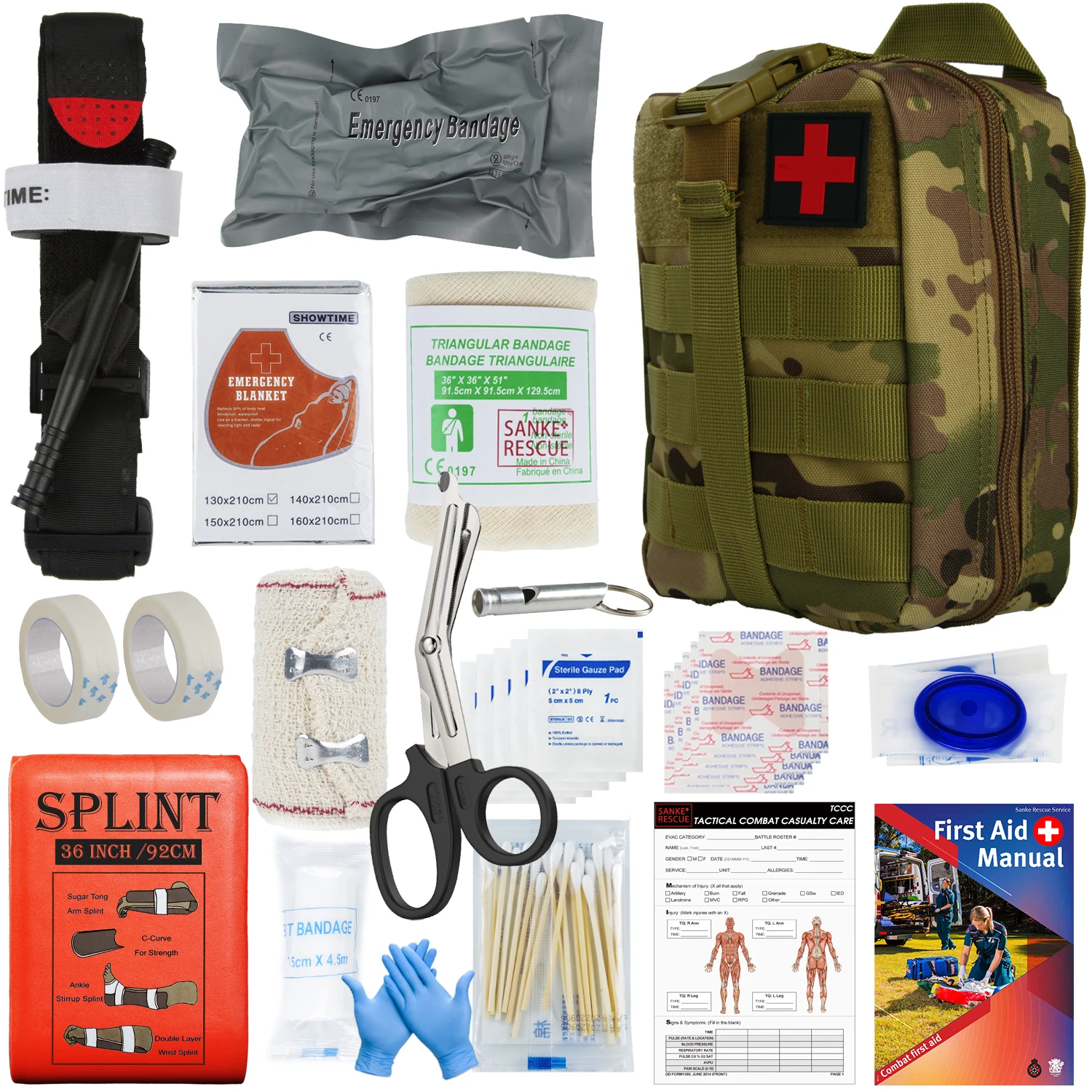 Erste-Hilfe-Überlebenskit Taktische IFAK-Tasche Komplettes Set Molle Camping-Kit mit 18 EMT-Tourniquet-Artikeln Notfall-Outdoor-Set – Detail 14