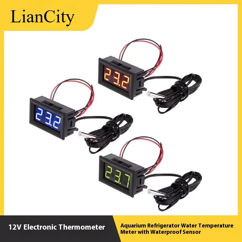 

12V Electronic Digital Thermometer with Waterproof Function for Aquarium, Refrigerator, and Water Temperature Measurement