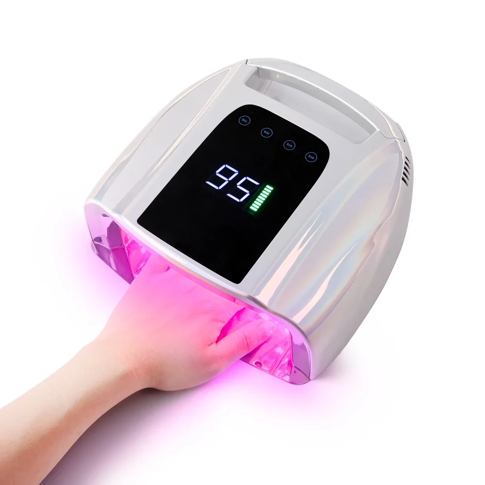 Bliksem Zilver Nageldroger Licht 96W Oplaadbare Uv Led Lamp Draadloze Nagel Benodigdheden Professionele Salon Nagellak Droger