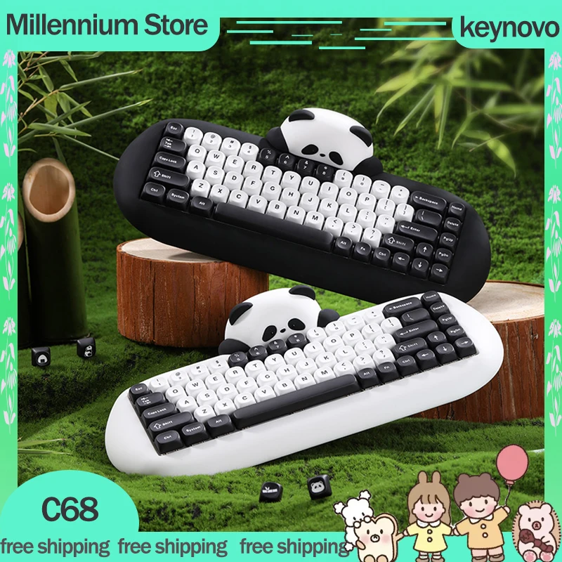 

Keynovo C68 Mechanical Keyboard 3Mode USB/2.4G/Bluetooth Wireless Keyboard 68keys Hot Swap Rgb Backlight Gaming Keyboards Gift