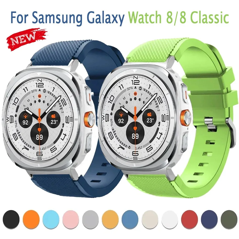 Silikonarmband für Samsung Galaxy Watch Ultra 2025, 47 mm Streifenstruktur, bequemes Armband für Samsung Watch 8/8 Classic Belt