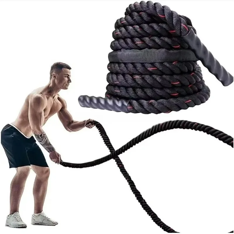 

Gym Equipment Nylon Battle Rope Stable Design For Core Training And Black Style Fitness Workout New Arrival