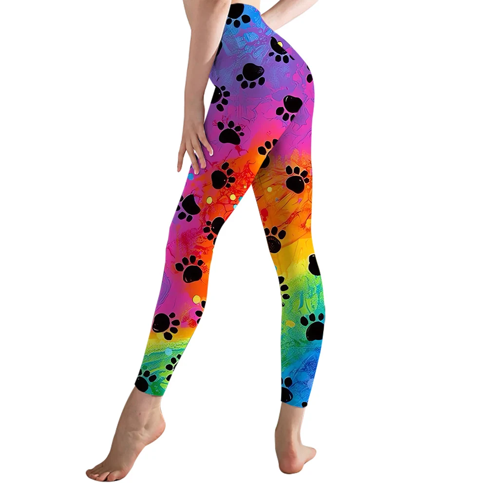 Arte colorida gradiente patas impresso legging calças de yoga fitness calças magras roupas das mulheres leggings mujer ginásio