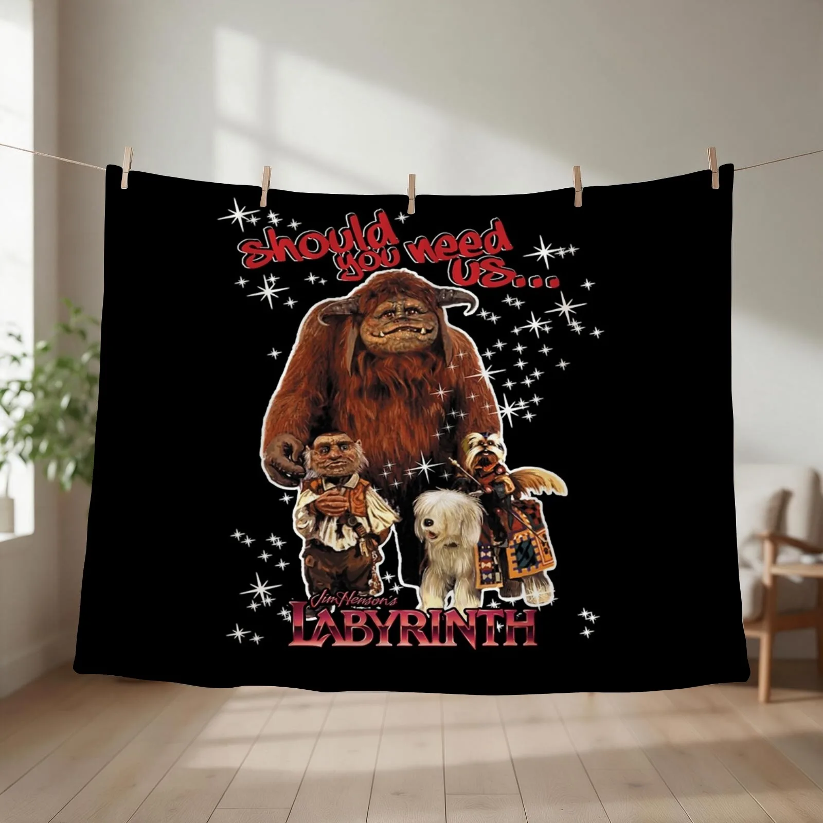 Should you need us the labyrinth film idol art gift for fans Throw Blanket couch cozy soft plush fuzzy picnic outdoor blanket