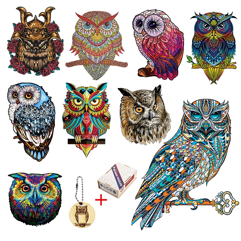 

3D Unique Wooden animal Jigsaw Puzzle Mysterious Owl Puzzle Gift For Adult Kids Educational Fabulous Gift Interactive Games Toy