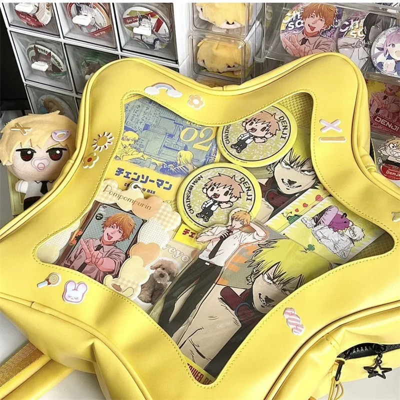 Sac à dos étoile jaune en cuir PU pour adolescente, sac à dos initié, sac à dos Kawaii pour femme, sac à dos de voyage pour fille épicée Y2K, mignon