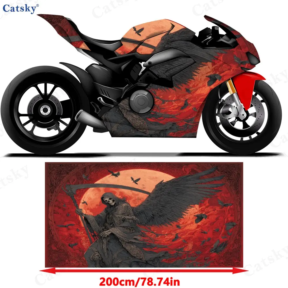 Black Robe Sickle Death Reaper Motorcycle Vinyl Packaging-waterproof, Detachable Sticker, Universal For Motorcycles, Durable Scr