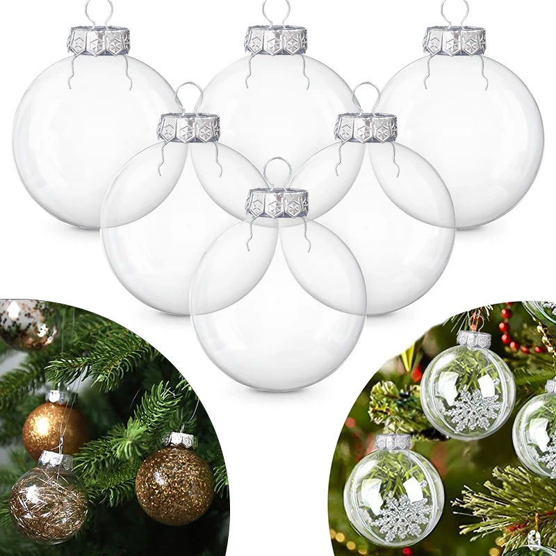 Christmas Clear Baubles Transparent Ball Plastic Fillable Sphere Ornament For Xmas Tree Home Decoration New Year 2025 Gifts