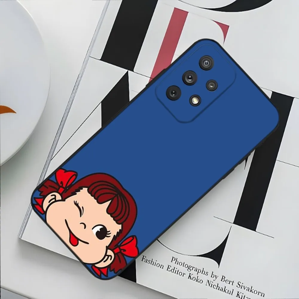 F-Fujiya Milky Peko Chan Phone Case For Samsung Galaxy A13,A21s,A22,A31,A32,A52,A53,A71,A80,A91 Soft Black Phone Cover