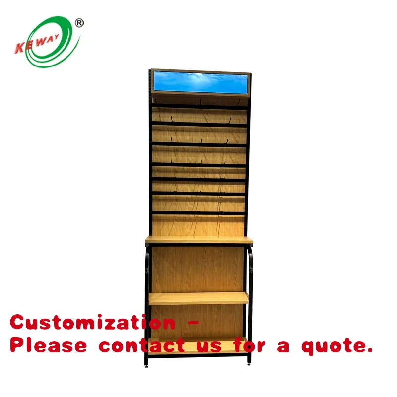 

Customize.Wood Grain Display Stands Metal and Wood Supermarket Gondola Shelving Grocery Store Equipment