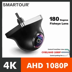 SMARTOUR-cámara de visión trasera de coche AHD HD, 180 grados, ojo de pez, 1920x1080, 4K, para Android, DVD/Monitor AHD, compatible con 720P, 1080P