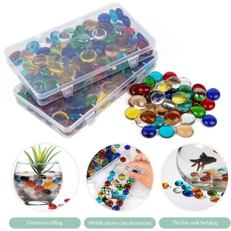 ABMR-Mini Glass Gems, Mixed Colour Mancala Stones Flat Bottom Marble Beads For Home Decorative Art Craft Vase Filler Easy To Use