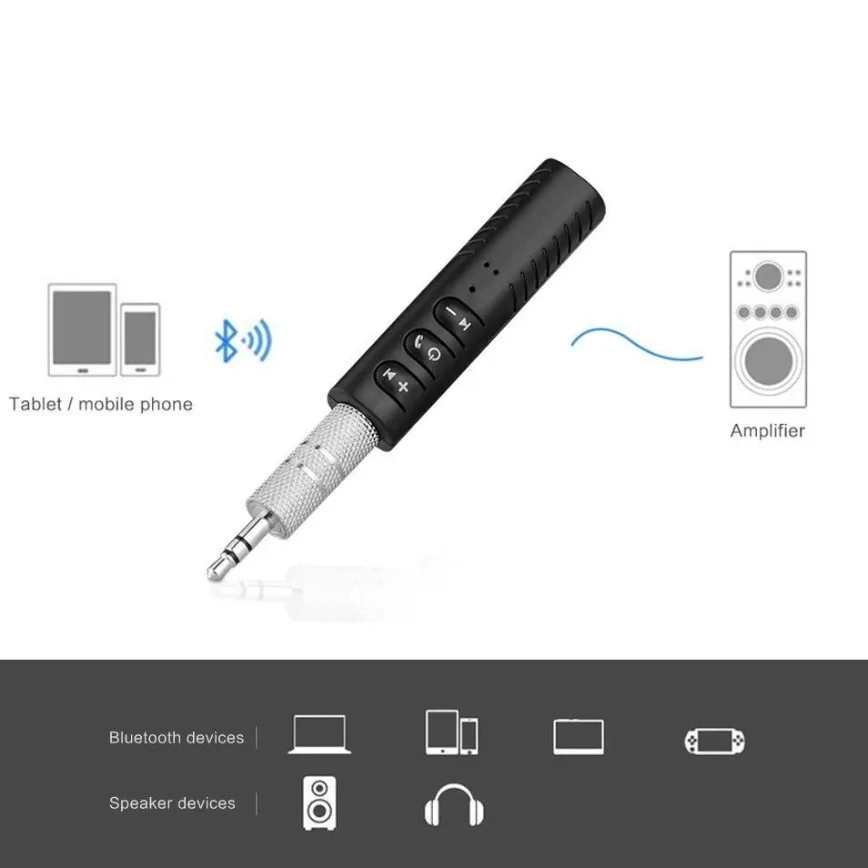 Drahtloser Bluetooth-Empfänger, 3,5 mm Klinke, AUX auf kabelloser Musik-Stereo-Adapter für Auto, Musik, Audio, Aux, Kopfhörer-Empfänger, Freisprecheinrichtung