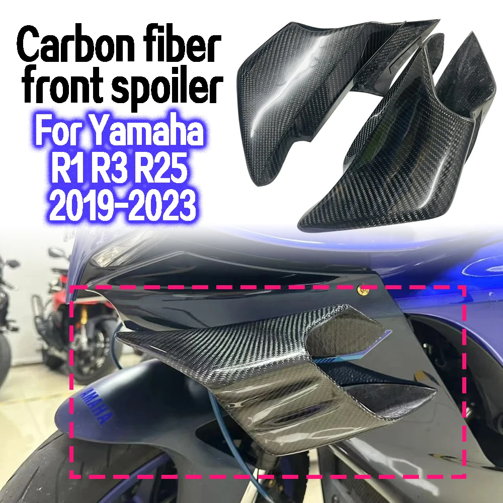 Para YAMAHA YZF-R3 YZF-R25 YZF-R1 2019-2023 100% alerón delantero de fibra de carbono ala fija ala fija flujo de ala neumática