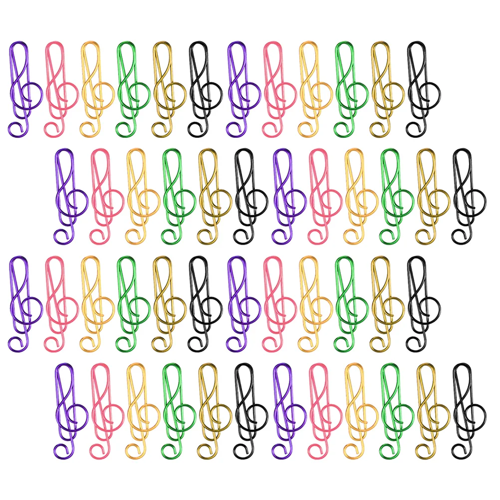 75 Pcs Note Paper Clip Decorative Clamp Music Shaped Clips Gold for Document Large Binder Folder Notes Office File