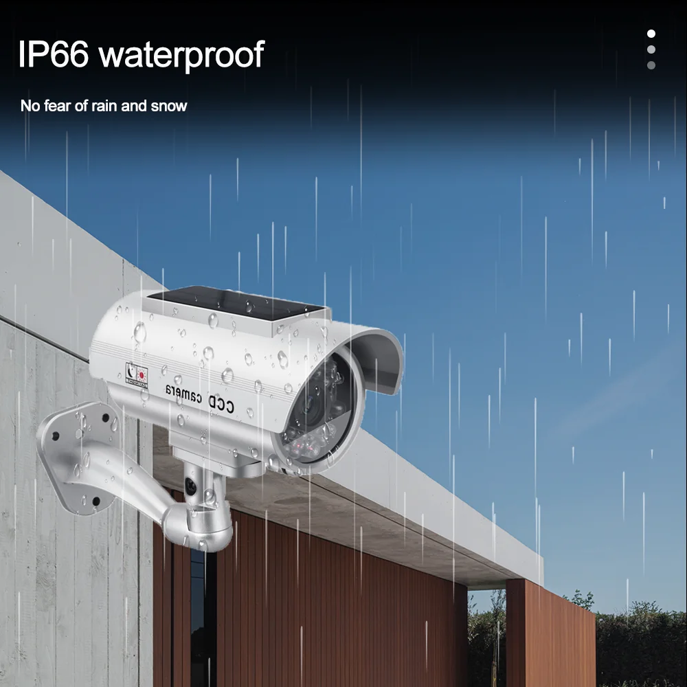 Fake Camera Outdoor Security Solar Panel Dummy Camera Simulation Indoor Waterproof Bullet LED Light Monitor CCTV With Battery