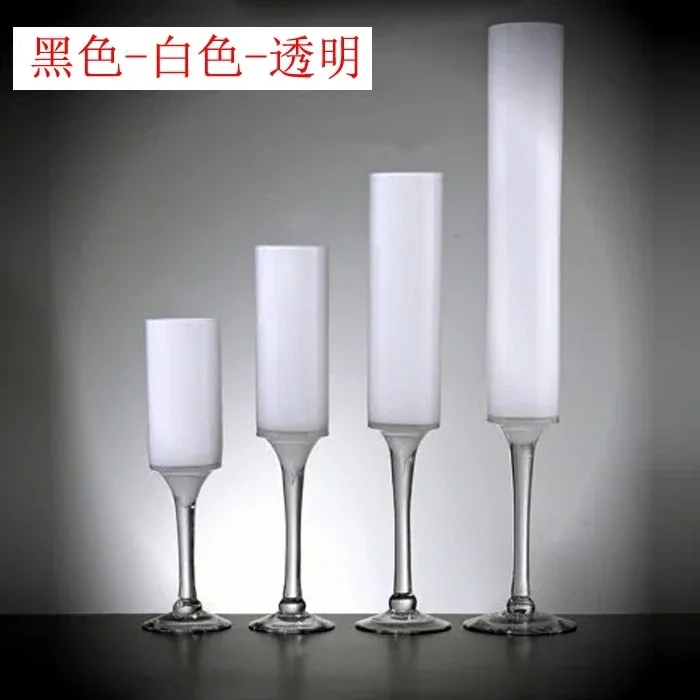 Hotel transparent floor-to-ceiling glass vase wedding home decorations living room tall black and white porcelain flower dryer