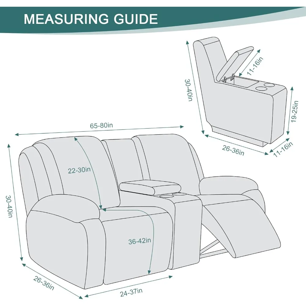 أغطية أريكة كرسي مكونة من 4 قطع مع جيوب، أغطية كرسي جاكار لوفيسيت، أغطية أريكة قابلة للتمدد للأرائك المستلقة