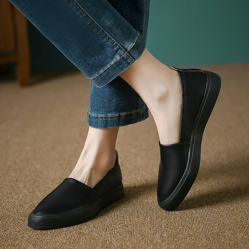 Spring/autumn Pointed Toe Flats Solid Adult Women\'s Shoes on Sale 2024 Fashion Slip-on Shallow Concise Flats Sapatos Rasos