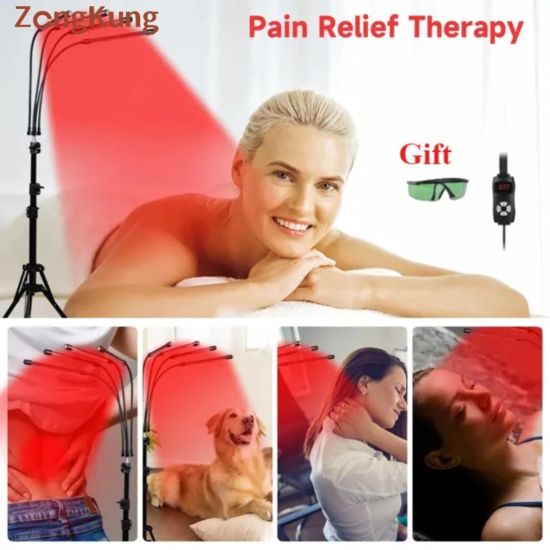 4/5Light Tubes Red Light Therapy Lamp LED 660nm & 850nm Infrared Therapy with Stand for Body Relieve Pain and Lose Weight Device