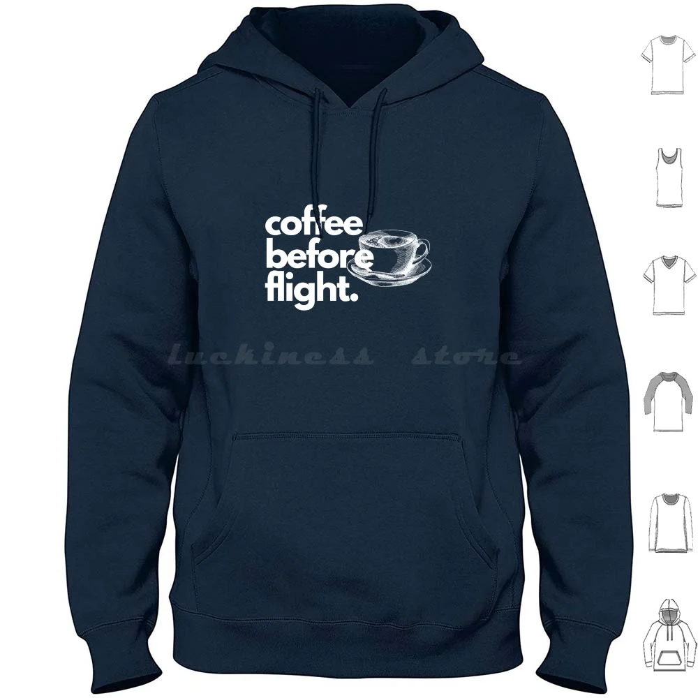 Sudadera con capucha Coffee Before Flight de algodón de manga larga para piloto de aviación, pilotos, aviador, aviadoras, avión