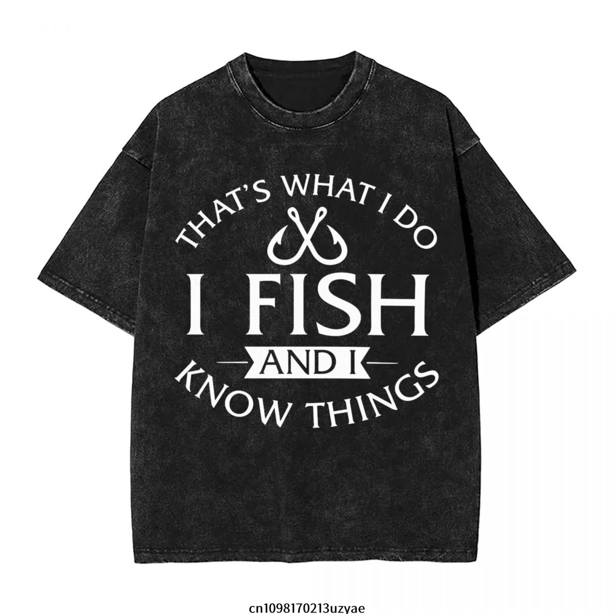 

I Fish And I Know Things Funny Fishing Men's Vintage Cotton Short Sleeve T-Shirt Summer Hip Hop Tee shirt