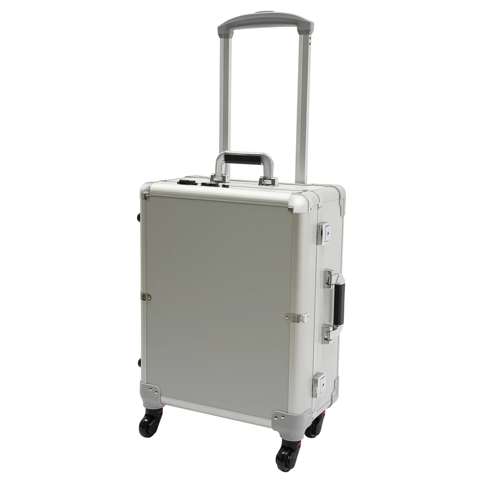 Портативный 21-дюймовый серебряный косметичка со светодиодной подсветкой, регулируемыми ножками по высоте и универсальными колесами для удобного путешествия