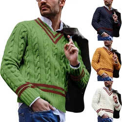 Autumn Europe America New Men's Clothes V-neck Warm Casual Pullovers Sweaters For Men Fashion Knitted Sweater Male Streetwear