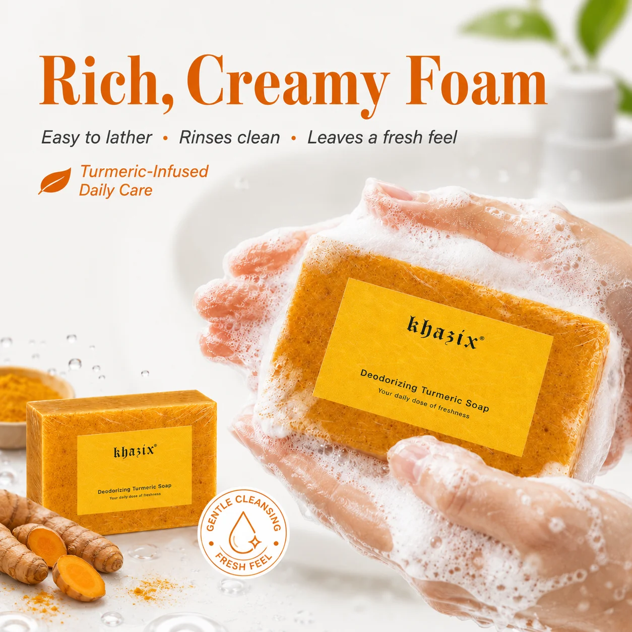 Kojic Acid Turmeric Soap for Face and Body, Gentle Daily Cleansing Bar with Vitamin C, Retinol & Collagen