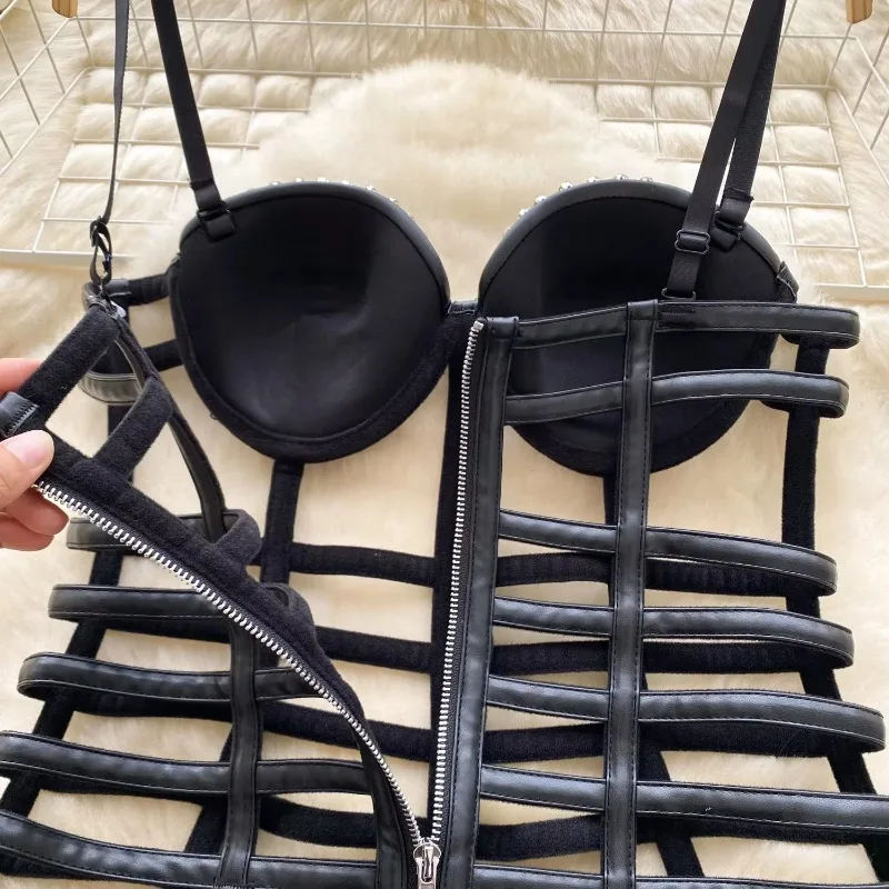 Vintage uitgehold elegante strass chique mouwloze slanke bandjes jurken Koreaanse mode avondfeest dames zomerkleding