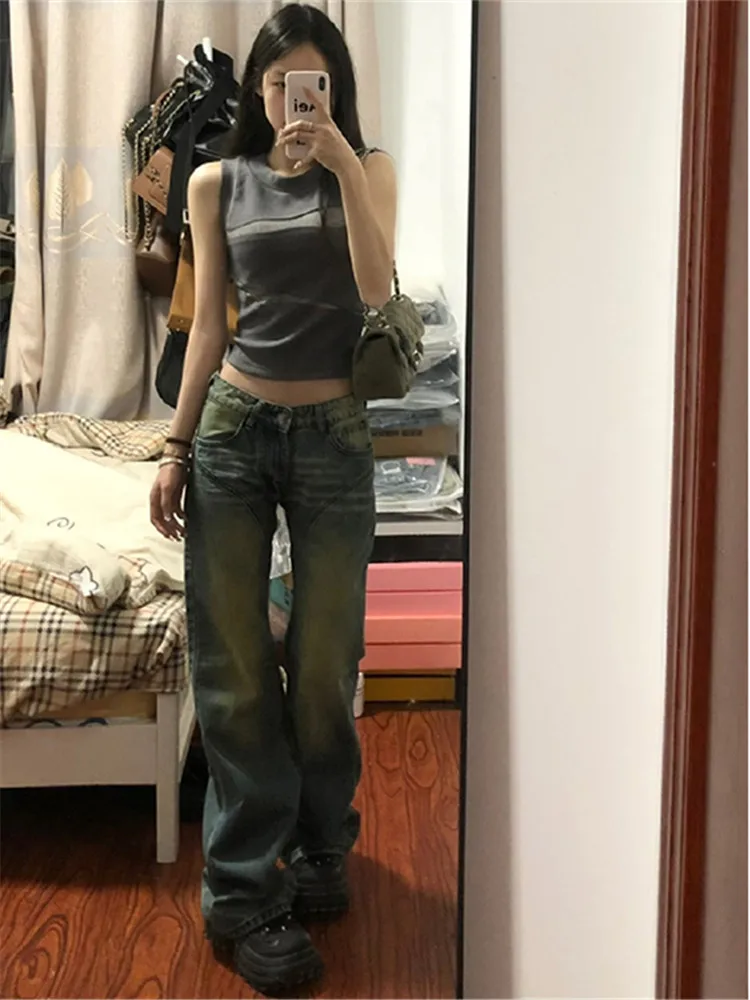 

Ретро-джинсы-клеш в американском стиле для женщин, весна-осень, с низкой талией, утягивающие, удлиненные, с высокой талией