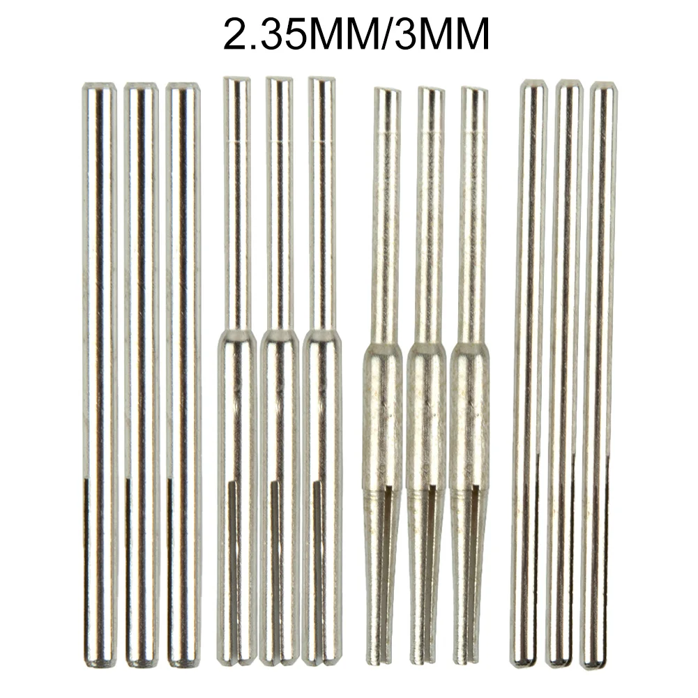 12PCS Sandpaper Clip Type Mandrels, 2 35mm/3 0mm Straight And Cylindrical Rods, Stainless Steel, For Polishing And Dental Labs