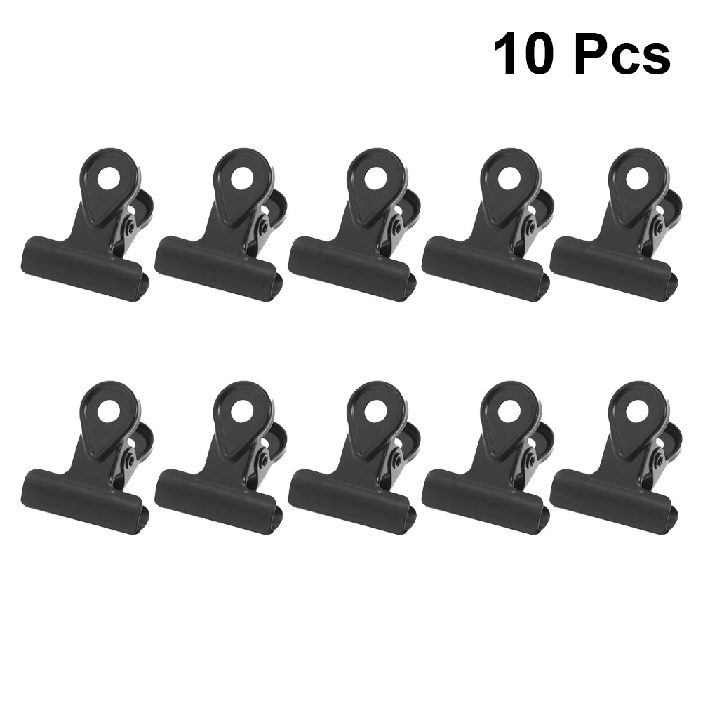 

10PCS Metal Binder Clips Plating Paper Clamp Hinge Clips Copper Paper Clips - 20mm (Black) copper clip