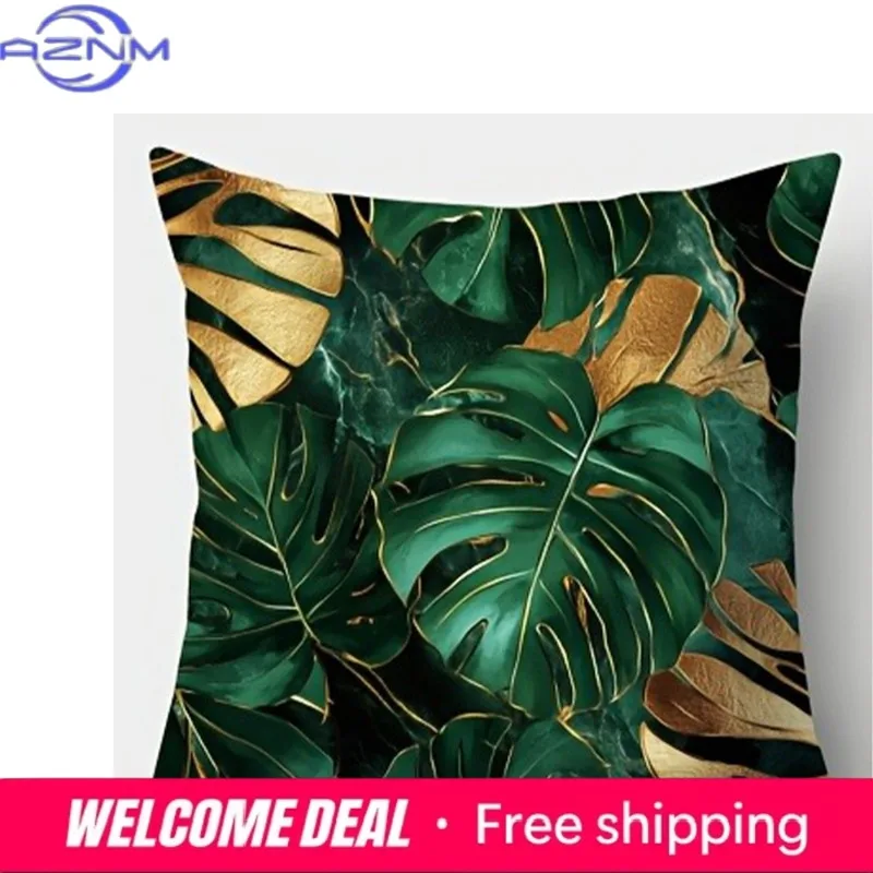 Tropical Monstera Leaf Opulent Pillowcases Living Room Sofa Cushion Cover, Soft and Comfortable, Bedroom Room Decoration