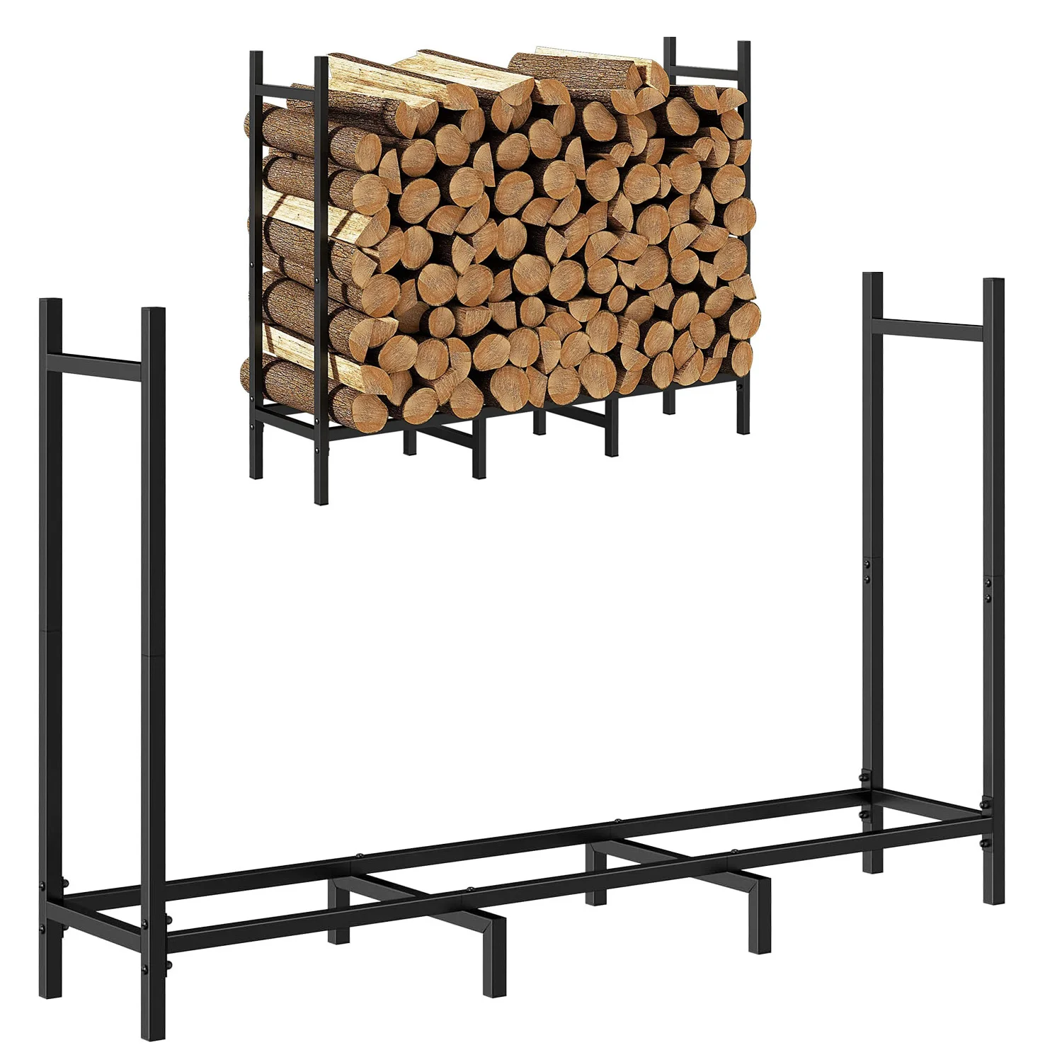 4ft Firewood Rack, Adjustable Metal Heavy Duty Fire Log Stand for Indoor Outdoor