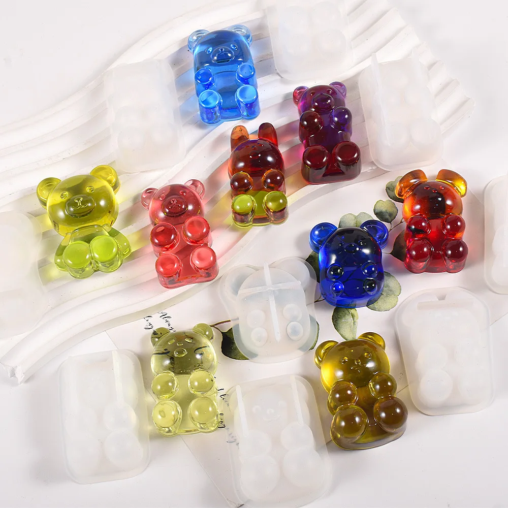 3D Bear Silicone Mold DIY Bear Rabbit Mouse Crystal Epoxy Resin Moud  Handmade Keychain Pendant Ornaments Mould Home Decor