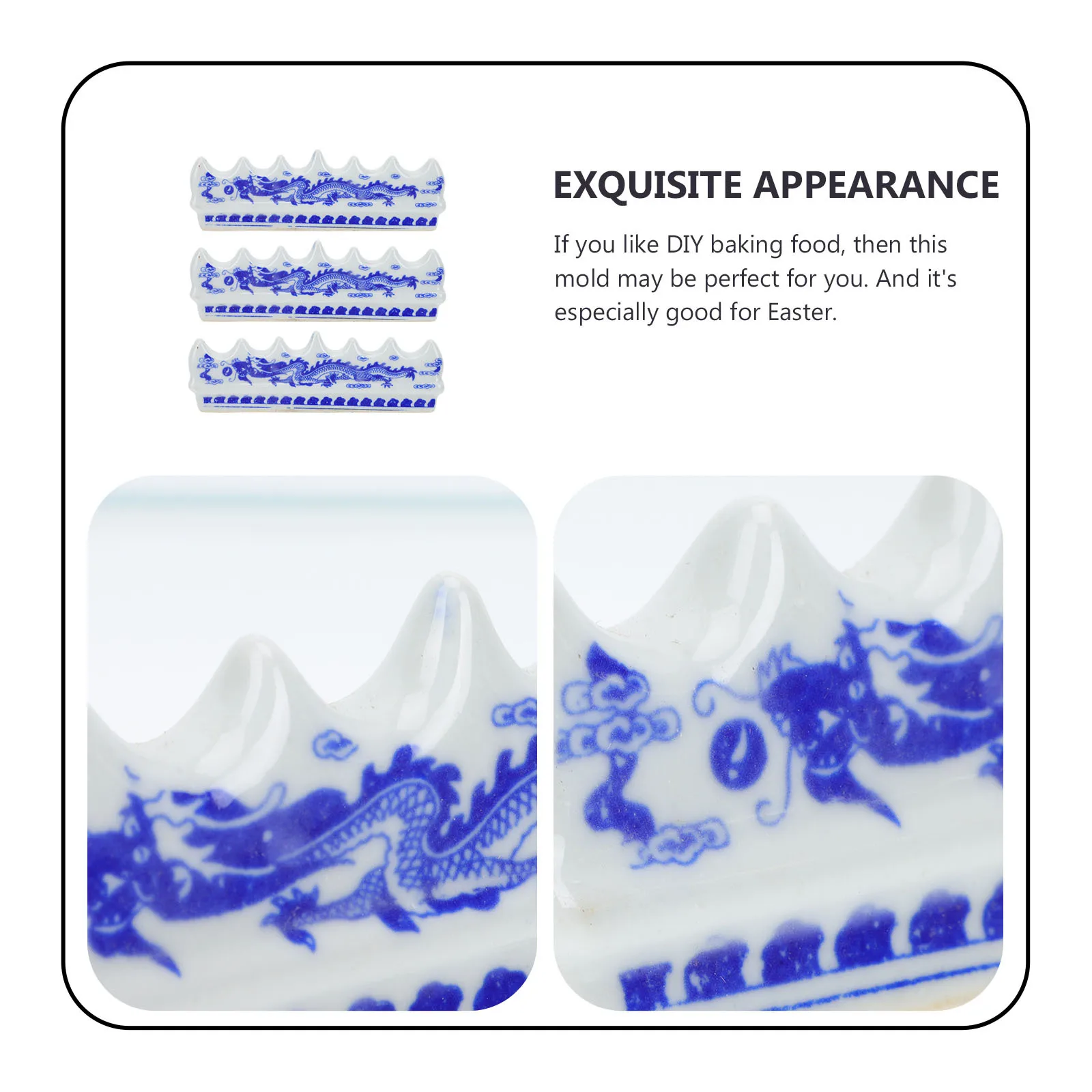 3Pcs Durable Ceramic Calligraphy Brush Pen Holder Blue and White Ink Brush Stand Desktop Organizer for Office Study