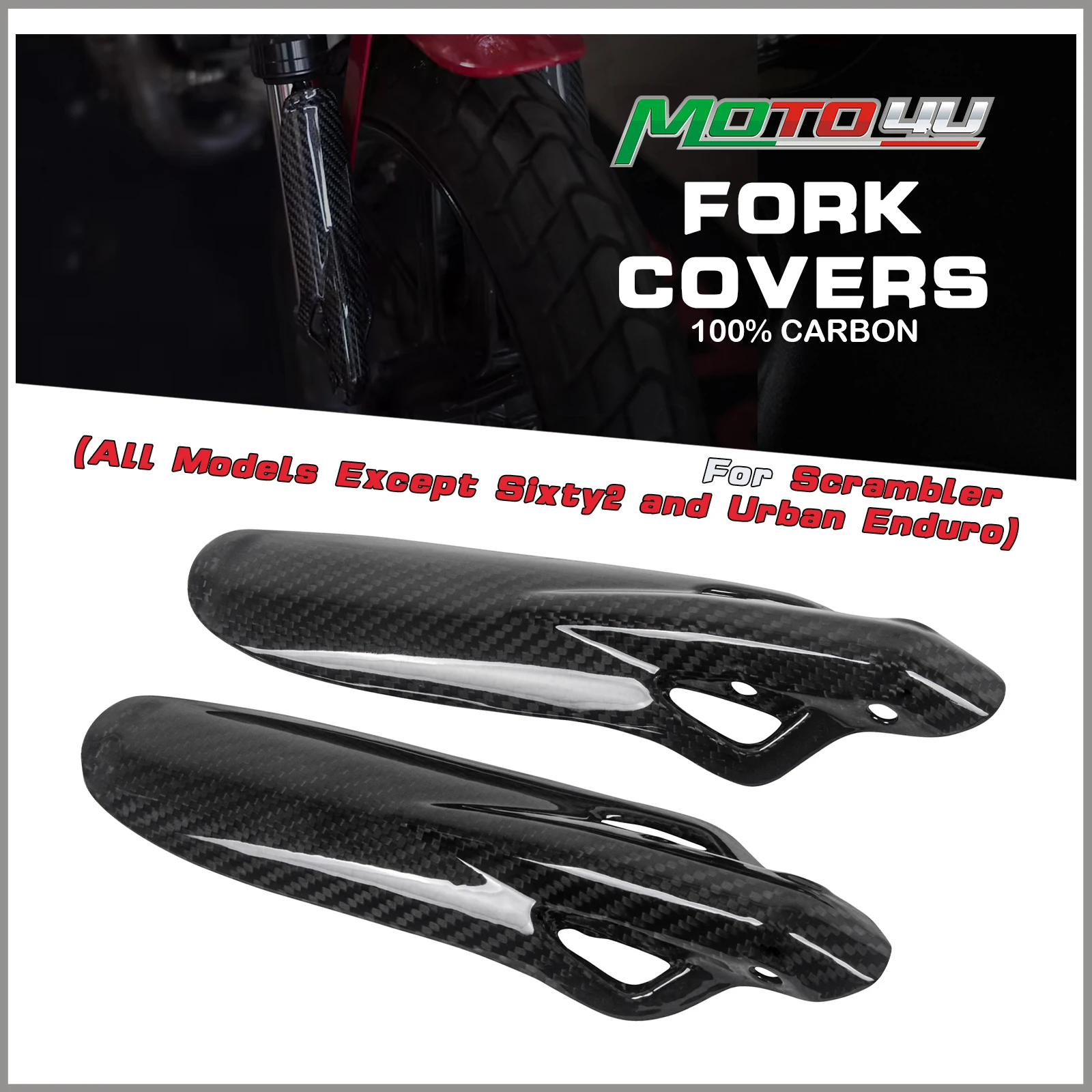 New Carbon Fiber Motorcycle Front Fork Protector Fork Covers Gloss Cafe Racer For Ducati Scrambler 800 1000 1100