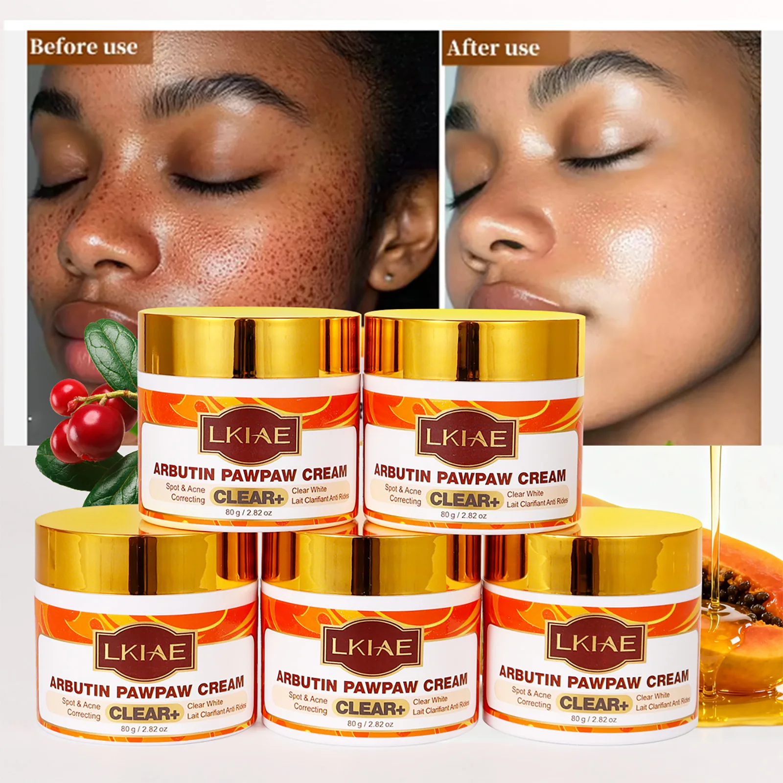 

Крем для лица LKIAE Arbutin Pawpaw для женщин, корректирующий черные точки и акне, осветляющий кожу, легко впитывается, легкий, 80 мл