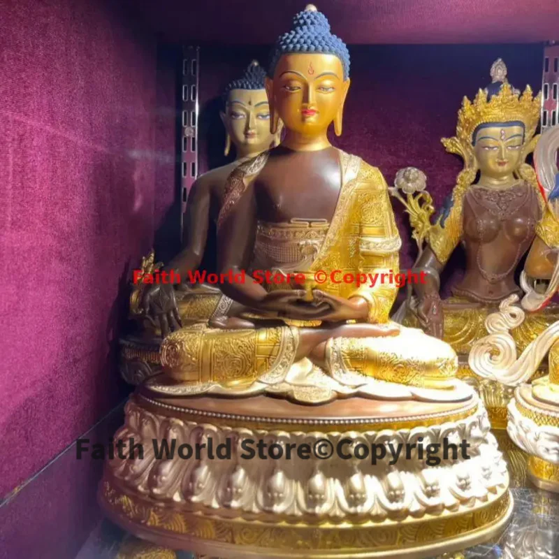 30CM Wholesale Tantric Namo Amitabha  Tibet Thailand Nepal Worship Buddha statue High quality copper efficacious protection