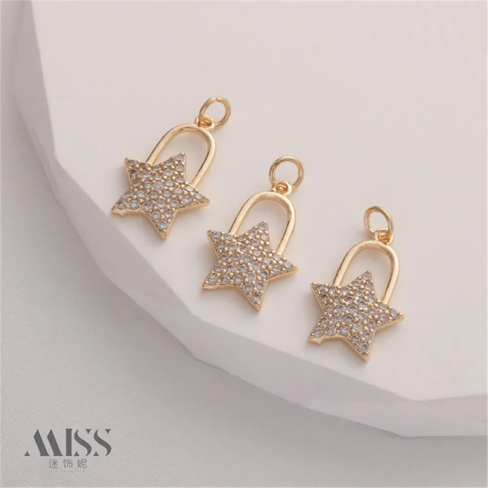 

14K Gold Bag, Color-preserving Zircon Pendant, DIY Handmade Bracelet, Necklace, Small Pendant, Earrings, Pendant Accessories.