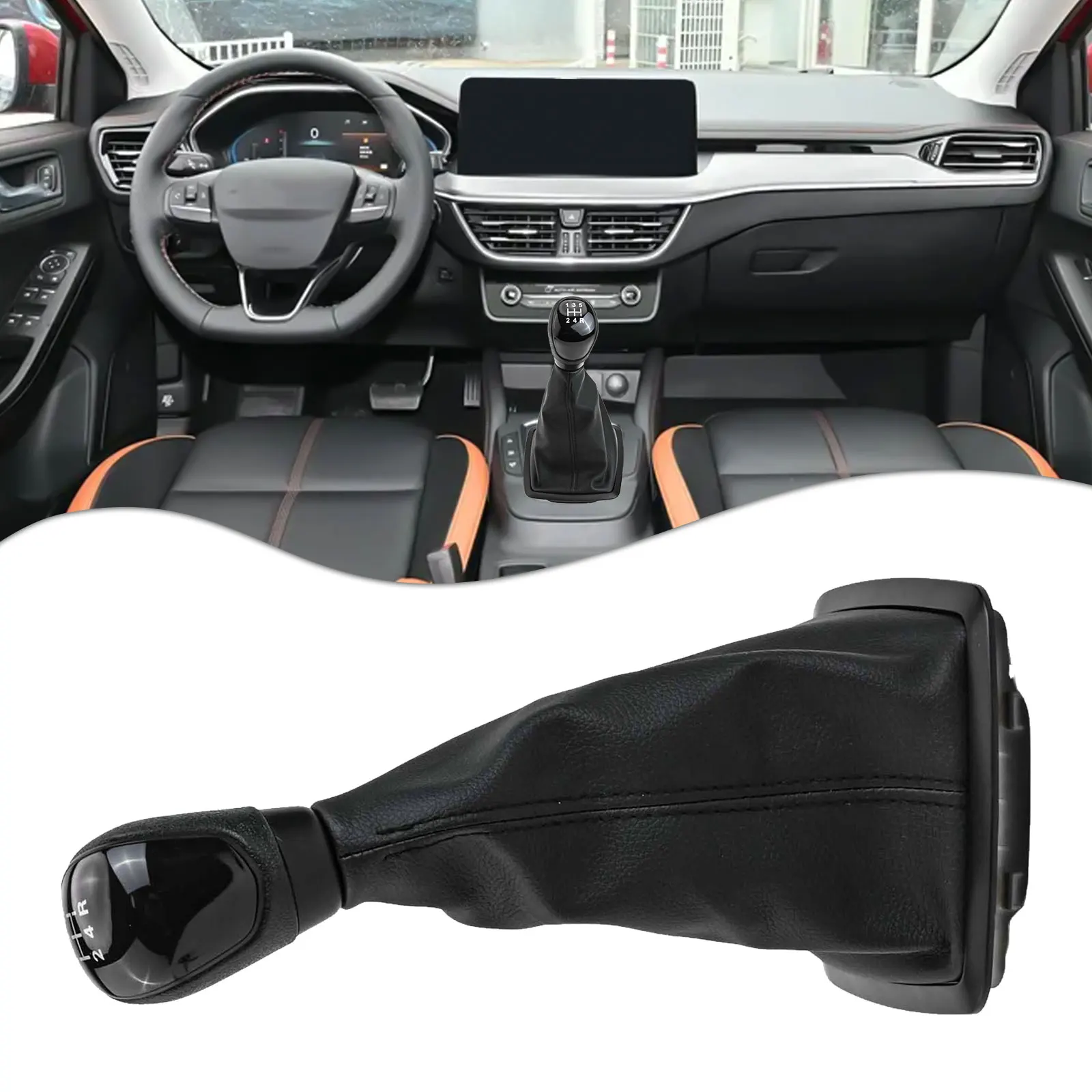 5 Speed Gear Shift For Ford For Focus 2 For Fiesta Or MK2 For FL For MK3 For MK4 For MK7 For Mondeo Leather Cover Accessories