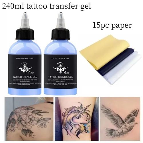 Imagen 1 del producto Kit de Gel y papel de transferencia de tatuaje profesional, plantilla de tatuaje de larga duración, papel térmico, herramienta de Arte de la piel de diseño de tatuaje suave y fácil