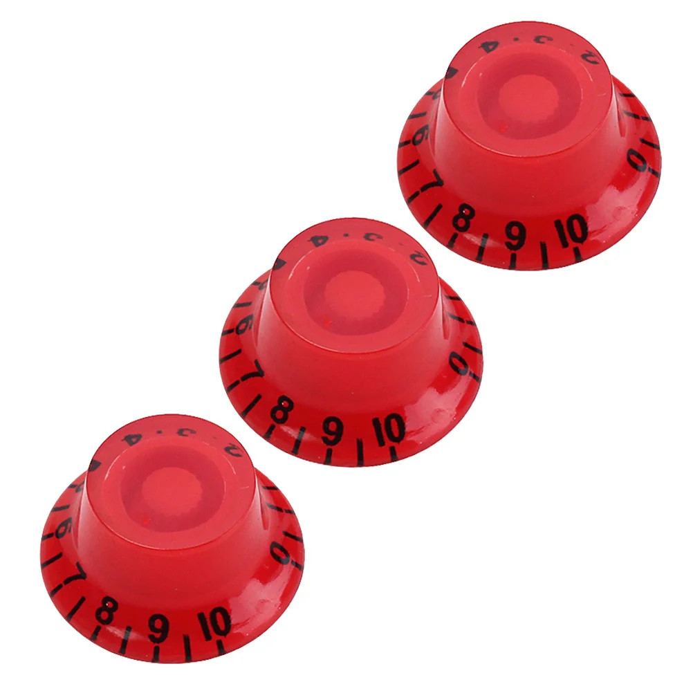 

3Pcs Round Guitar Knobs Volume Tone Control Knobs Easy Install Durable Electric Guitar Parts Accessory Gd38 Red