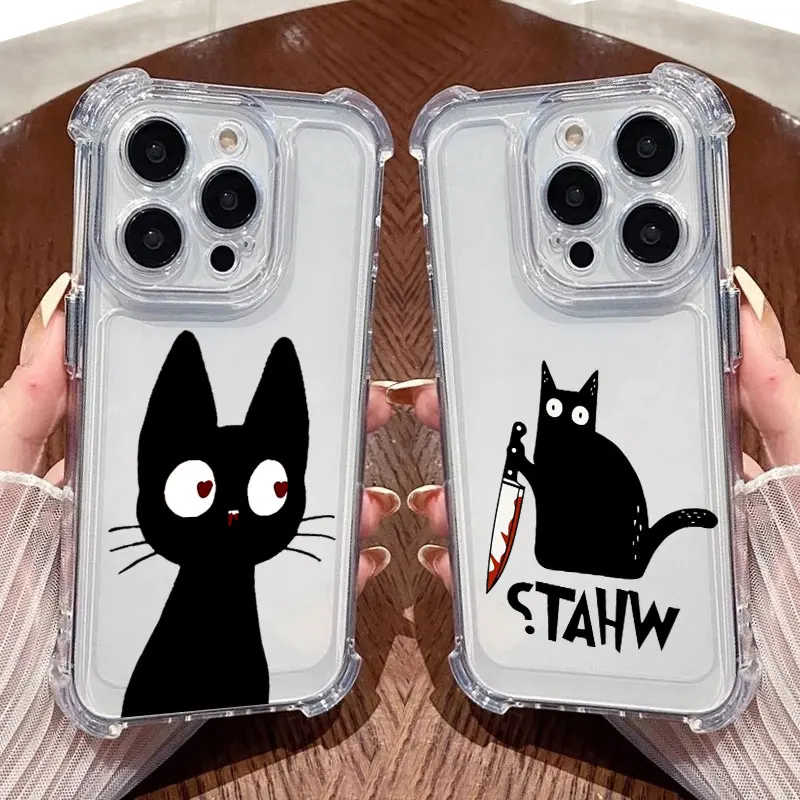 Coque en silicone chat noir mignon pour Xiaomi 17T Pro 5G 15T 12T 15 F7 Ultra POCO F7 M7 X3 X4 X5 X7 X8 Pro Max, coque de téléphone souple et transparente