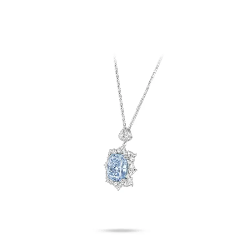 Bellux Pendant Chain 925 Silver Synthetic Zircon Full Diamond Cosmic galaxy Star River Sapphire Square Fashion Simple Necklace