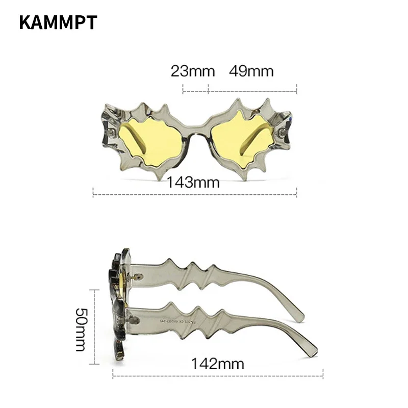 KAMMPT Wave Shape Women Sunglasses 2023 New Stylish Irregular Candy Color Eyewear Trendy Brand Design Outdoor Travelling Shades